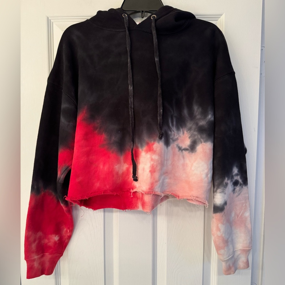 REDONE Colorblock Pattern Women’s Red Black & White Sweatshirt Hoodie Size Small - Picture 5 of 9